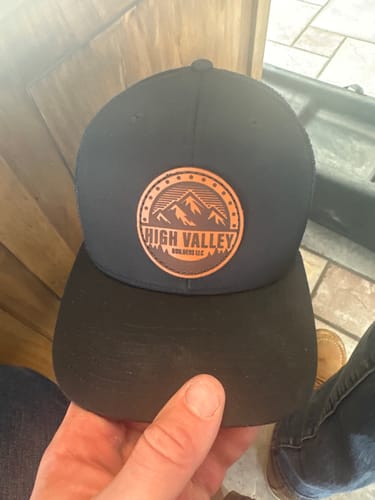 Customer photo review of Custom Leather Patch Hats Richardson 112 Laser Engraved