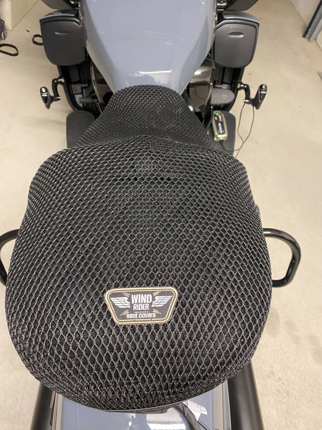 Wind Rider mesh seat cover on a Indian Challenger