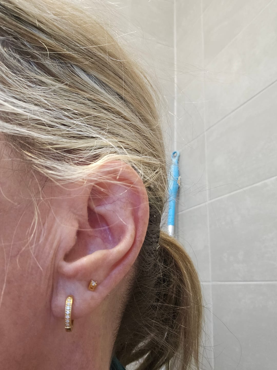 Customer photo review of Moissanite Solitaire Small Sleep Earrings