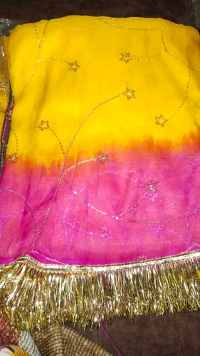 Customer photo review of Glimmering Grace: Two-Tone Shimmer Poshak(semi stich)