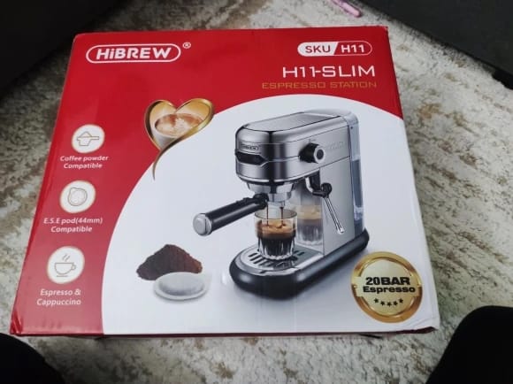 Customer photo review of Stainless Steel Coffee Maker Slim Semi Automatic — Silver | KIMLUD
