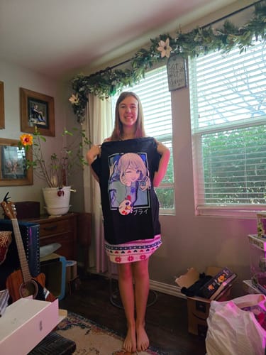 Customer photo review of B-You Blue Anime T-Shirt