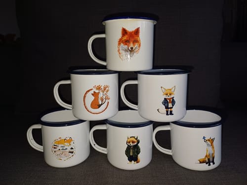 Customer photo review of Fuchs und Schmetterling  - Emaille Tasse