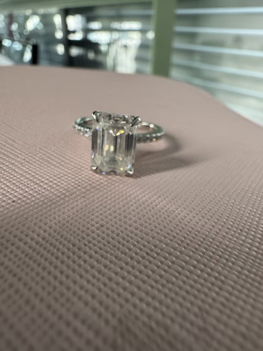 Customer photo review of Rodiffy Moissanite 3.5 Ct Emerald Cut Engagement Ring For Women