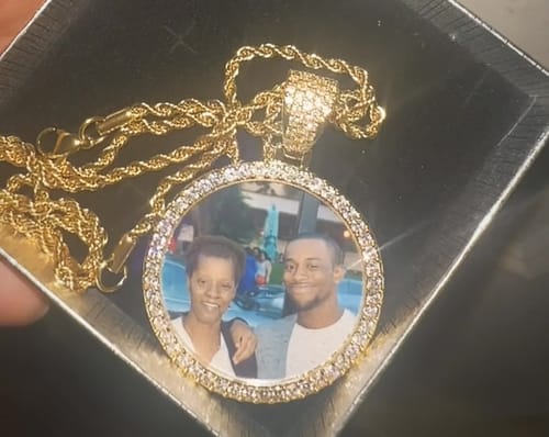 Customer photo review of 35mm Circle Photo Necklace