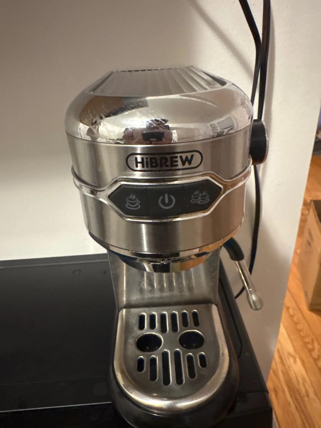 Customer photo review of Stainless Steel Coffee Maker Slim Semi Automatic — Silver | KIMLUD