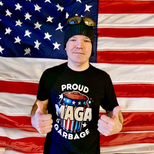 Customer photo review of Proud MAGA Garbage T-Shirt