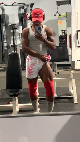 Customer photo review of 'WINGS OF VICTORY' MESH SHORTS - PINK