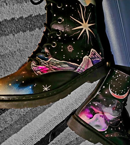 Customer photo review of Northern Lights Boots - Vegan Leather Doc-Style Boots with Durable Stitched on Soles