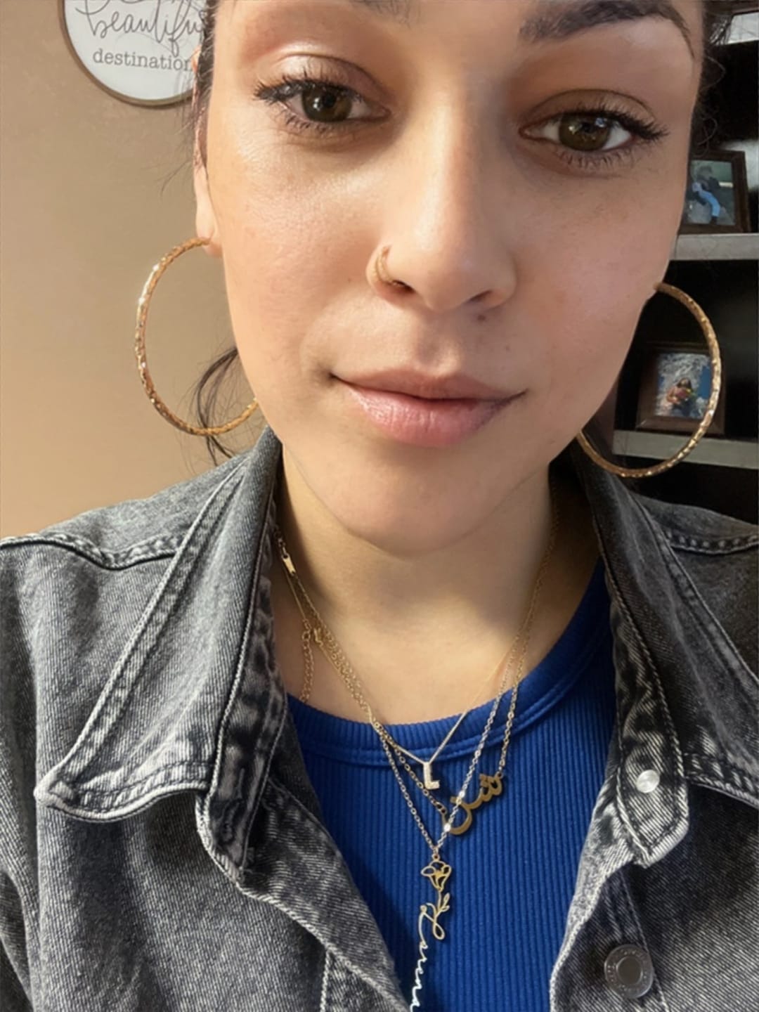 Customer photo review of Iced Bubble Initial Necklace w/ Cuban Chain