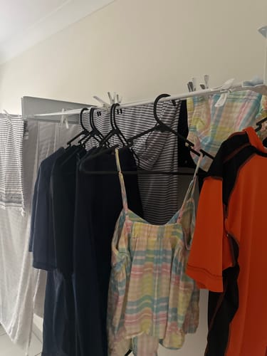 Customer photo review of Wall Mounted Drying Rack - Foldable Indoor and Outdoor Drying Rack