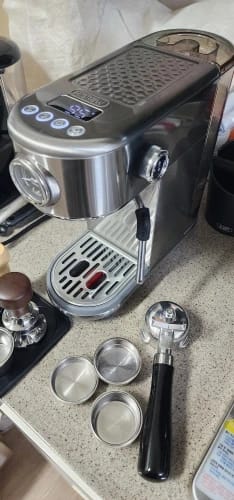 Customer photo review of Stainless Steel Espresso Machine Semi Automatic 20 Bar — Silver | KIMLUD