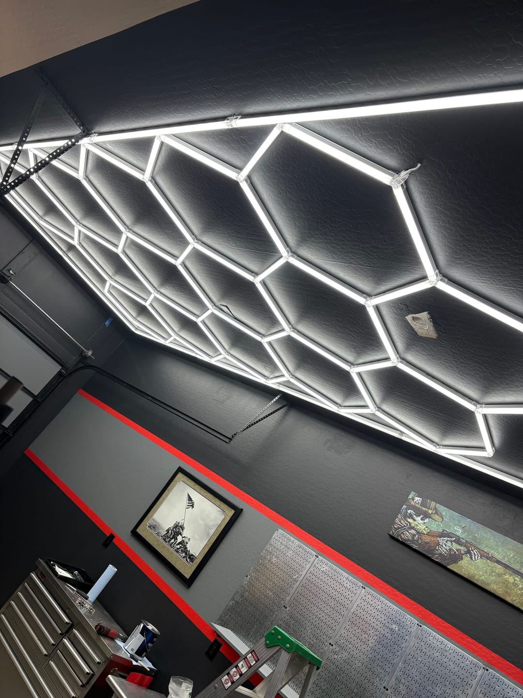 Customer photo review of Dimmable Hexagon Lights | Hex Garage