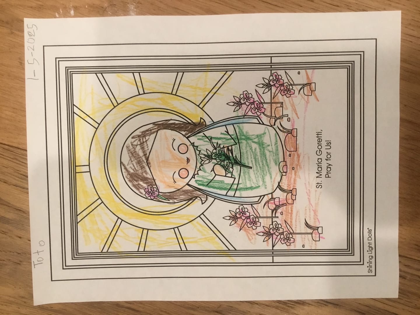 Customer photo review of July Saints Coloring Sheets - Digital Download
