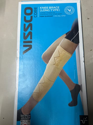 Customer photo review of Knee Brace - Long (19" Brace) | Ideal firm Knee support that limits knee motion & stabilizes the knee with mediolateral metal supports | Color - Beige