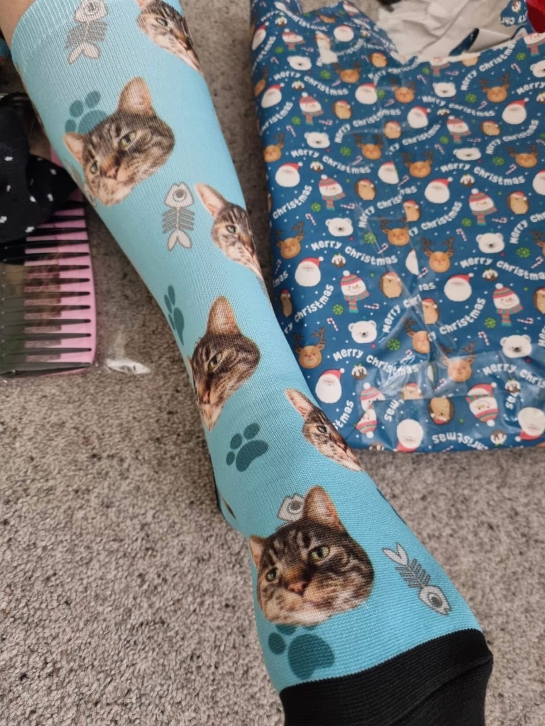 Customer photo review of FaceSock | Custom Cat Socks With Photo