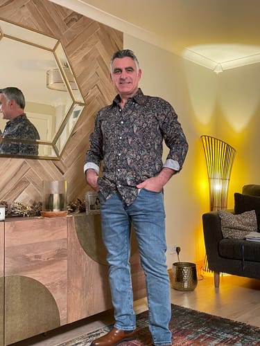 Gail D. review of Men's Navy colourful Paisley shirt - PS-36 image 1 out of 1