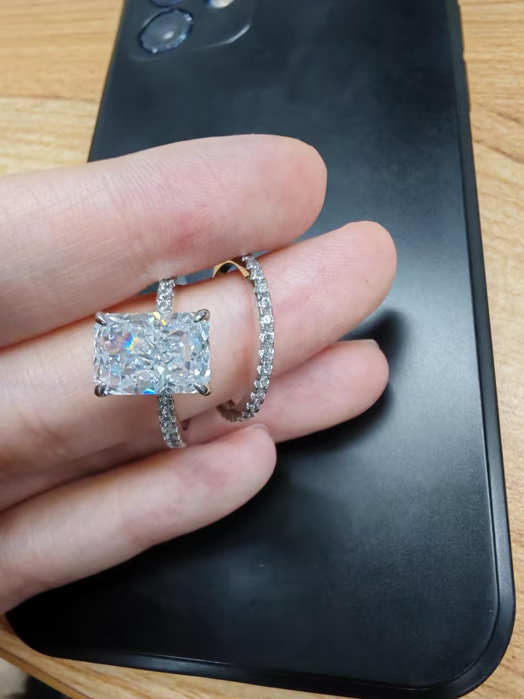 Customer photo review of S925 3.5 Carat Radiant Cut Wedding Ring Set In Sterling Silver Holiday Ring Gift For Women