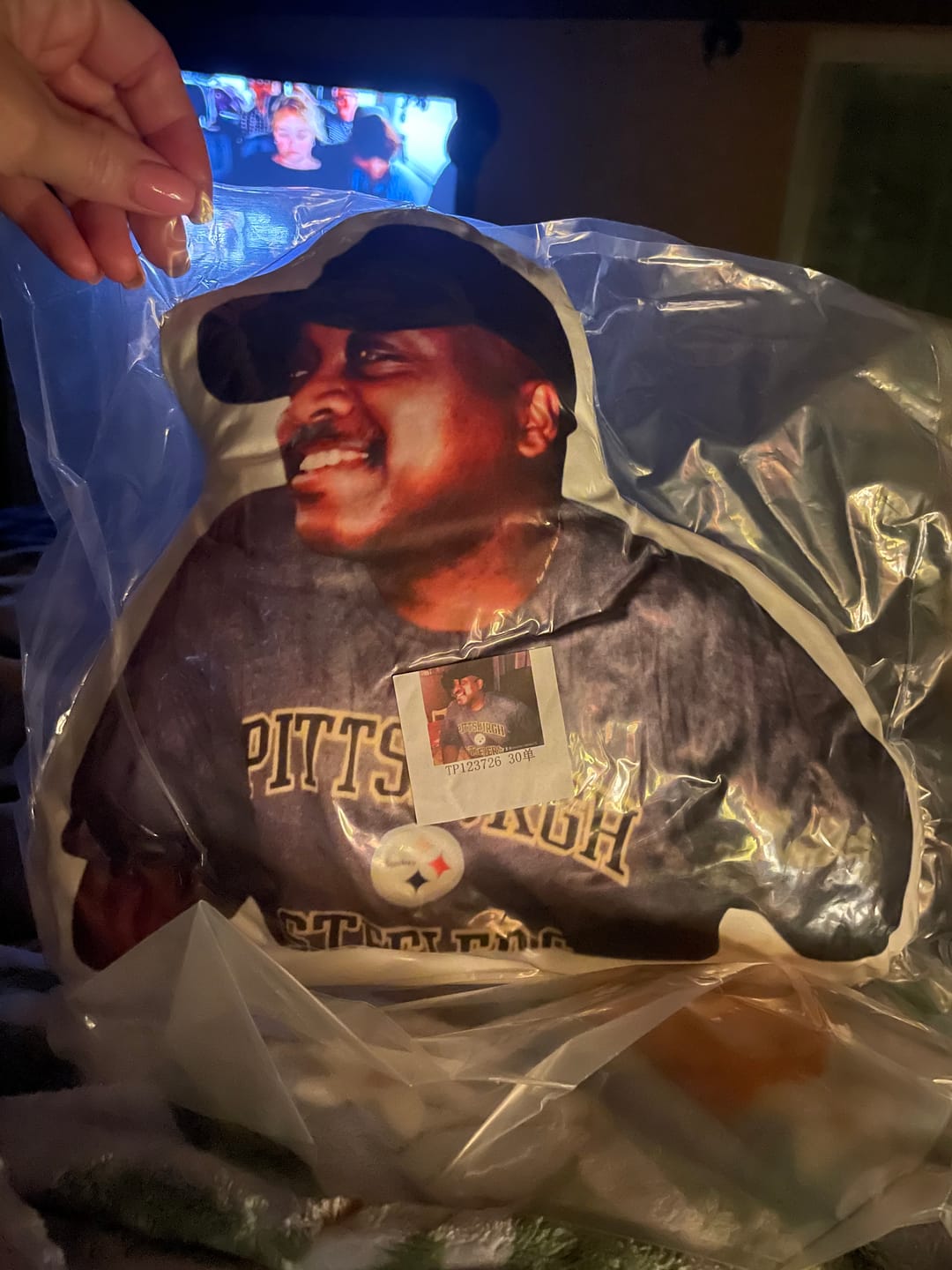 Customer photo review of Custom Shaped Pillow with Loved One Picture of Person/Pet Personalized 3d Photo Pillow