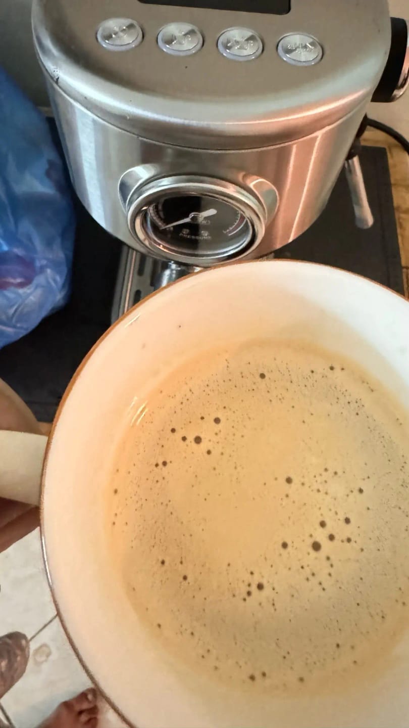Customer photo review of Stainless Steel Espresso Machine Semi Automatic 20 Bar — Silver | KIMLUD