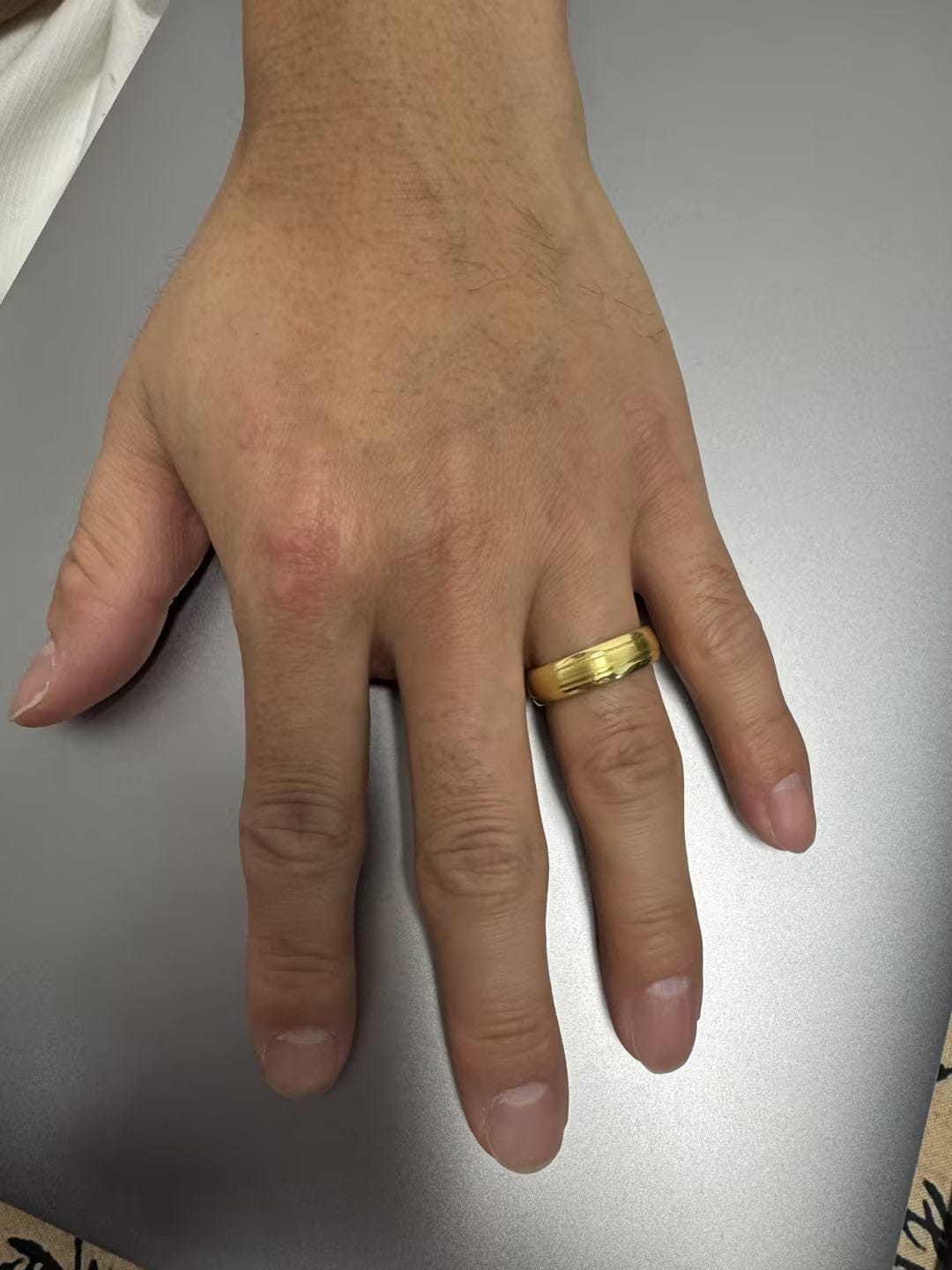 Customer photo review of Louily Classic Matte and Polished Men's Wide Wedding Band