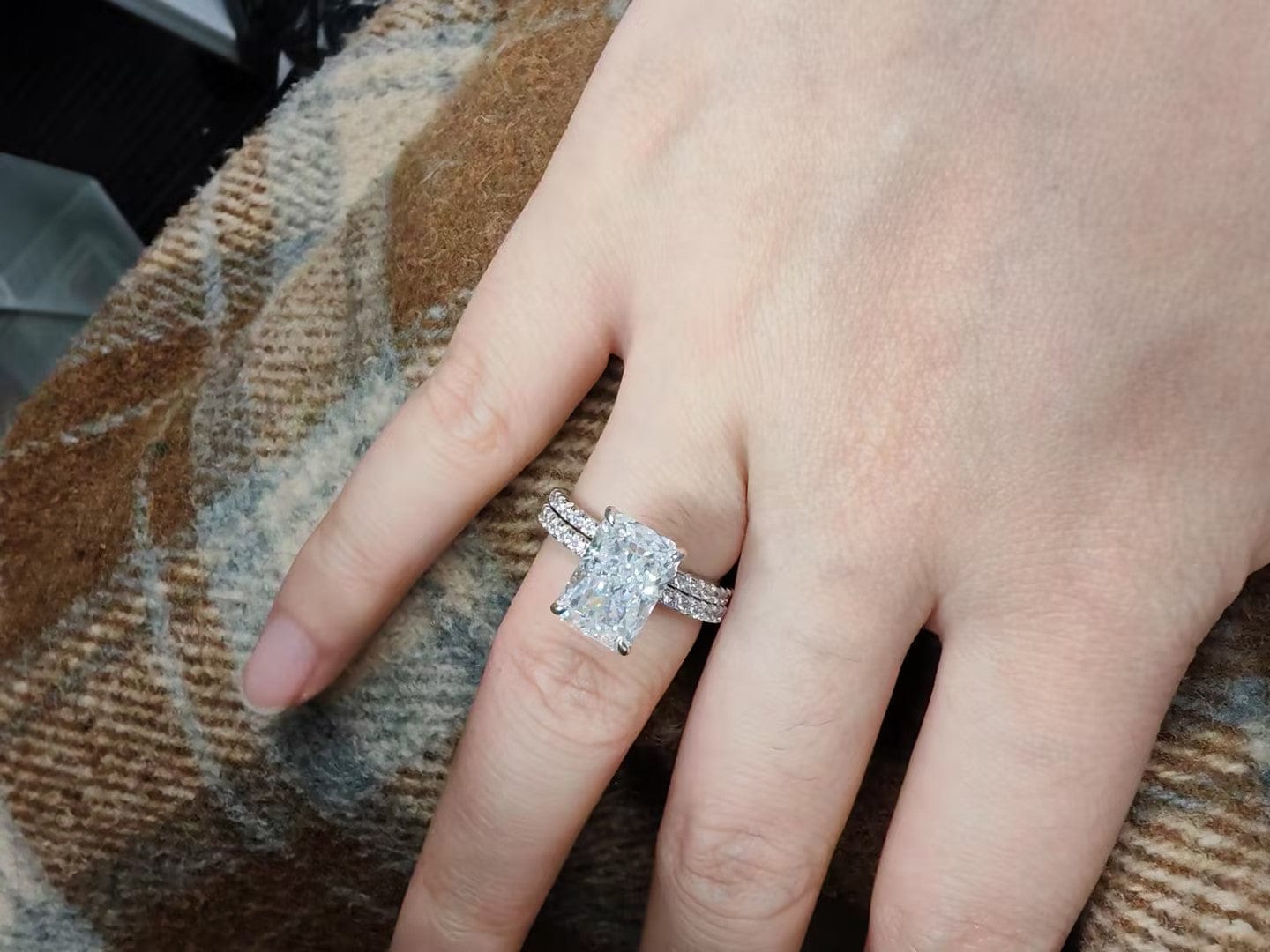 Customer photo review of S925 3.5 Carat Radiant Cut Wedding Ring Set In Sterling Silver Holiday Ring Gift For Women