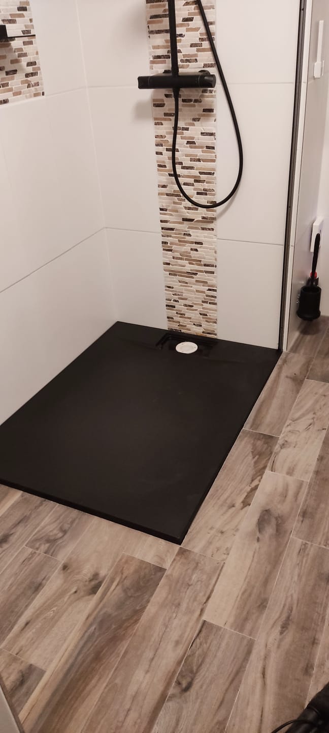 Customer photo review of SONNI Duschwanne 120x90/140x90 cm  Flach Duschtasse mit Siphon Komplettset Rechteckig Duschtassen Schieferoptik