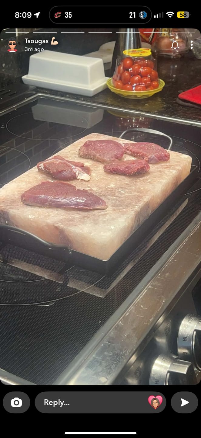 Customer photo review of Himalayan Rock Salt Block Cooking Plate/slab Set