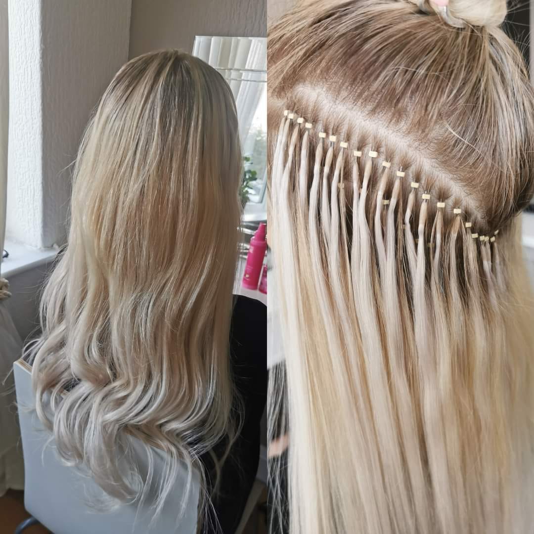 Customer photo review of 18" Nano Tip Hair Extensions