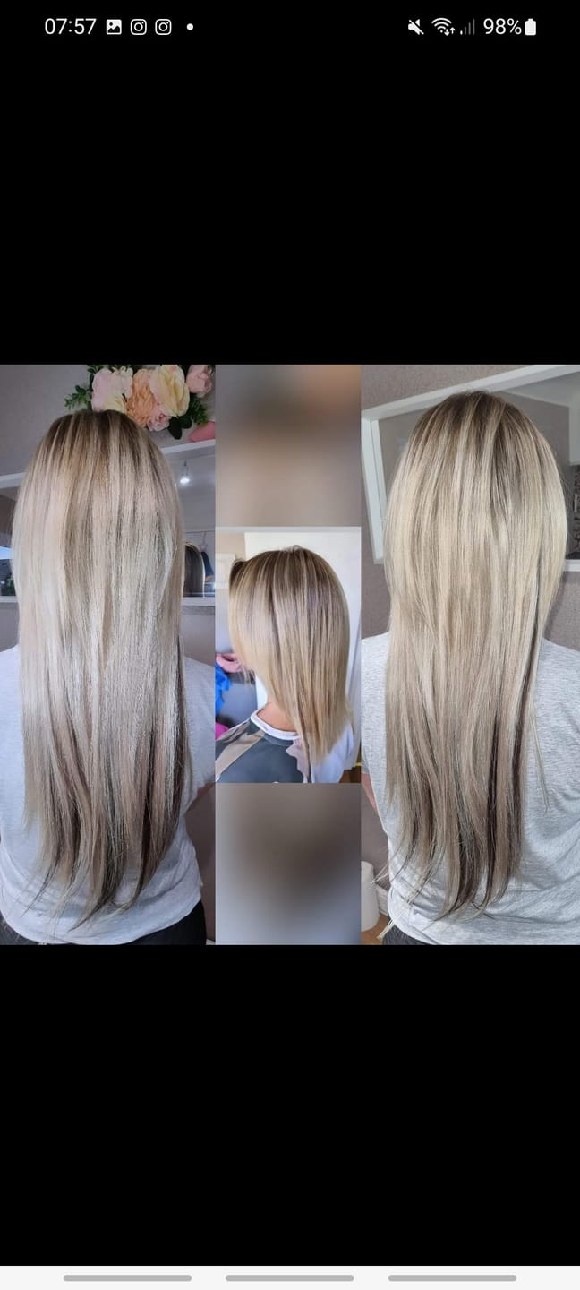 Customer photo review of 18" Nano Tip Hair Extensions