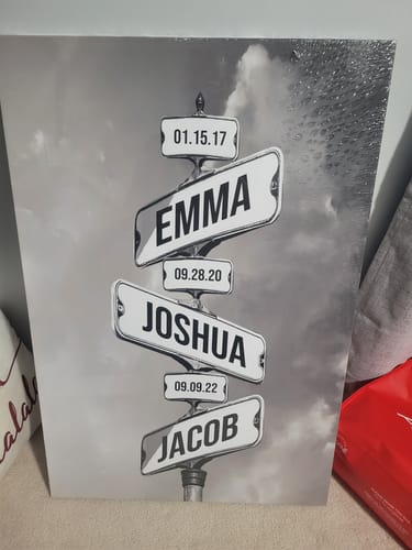 Customer photo review of DATE OF BIRTH OF CHILDREN by Cstm Canvas