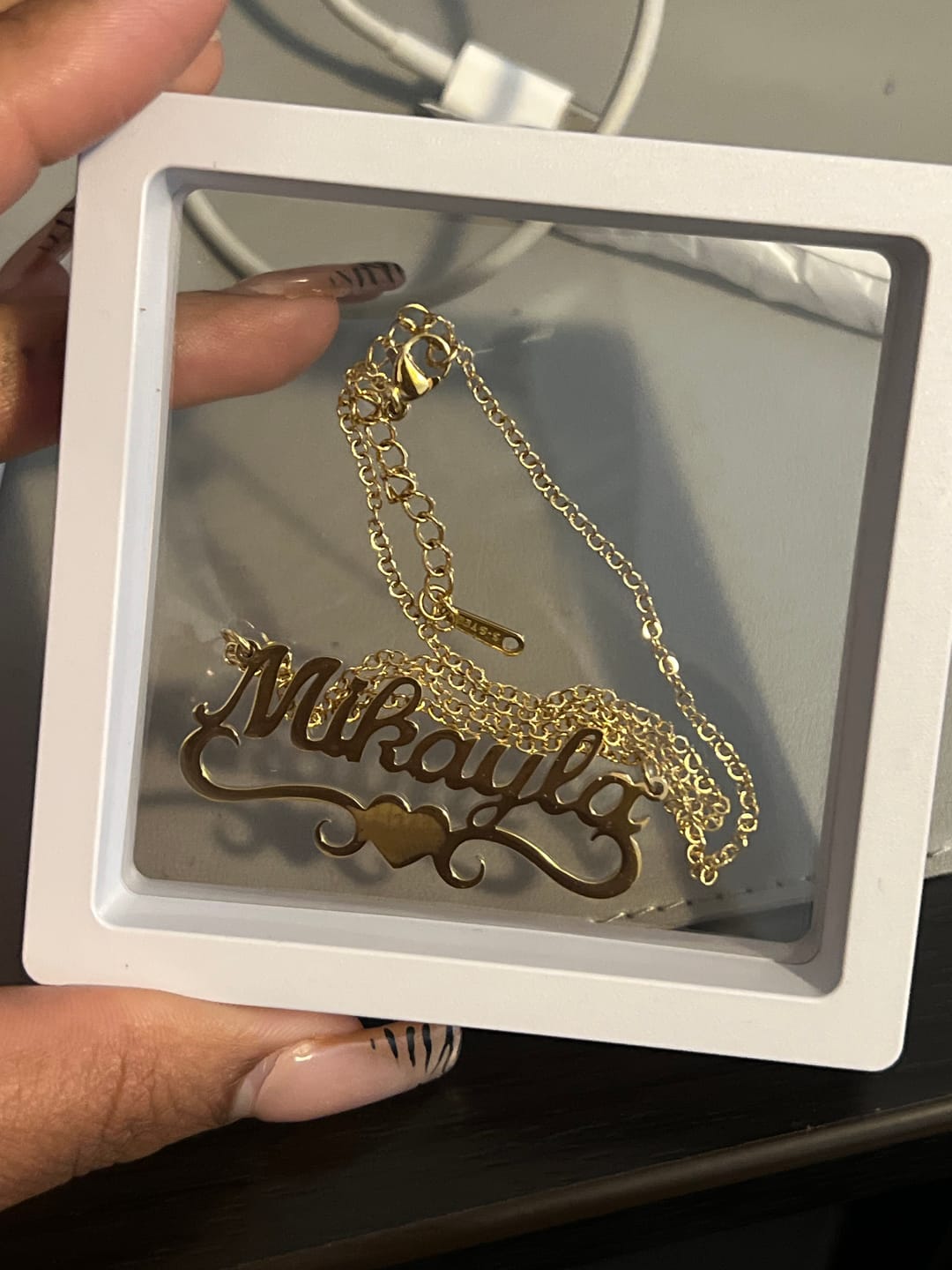 Customer photo review of Kids Love Heart Name Necklace