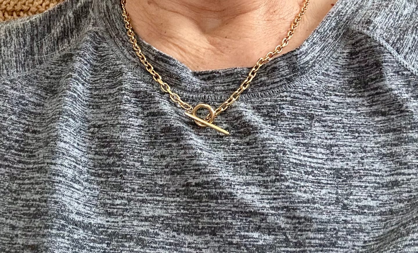 Customer photo review of Cuban T Bar Necklace