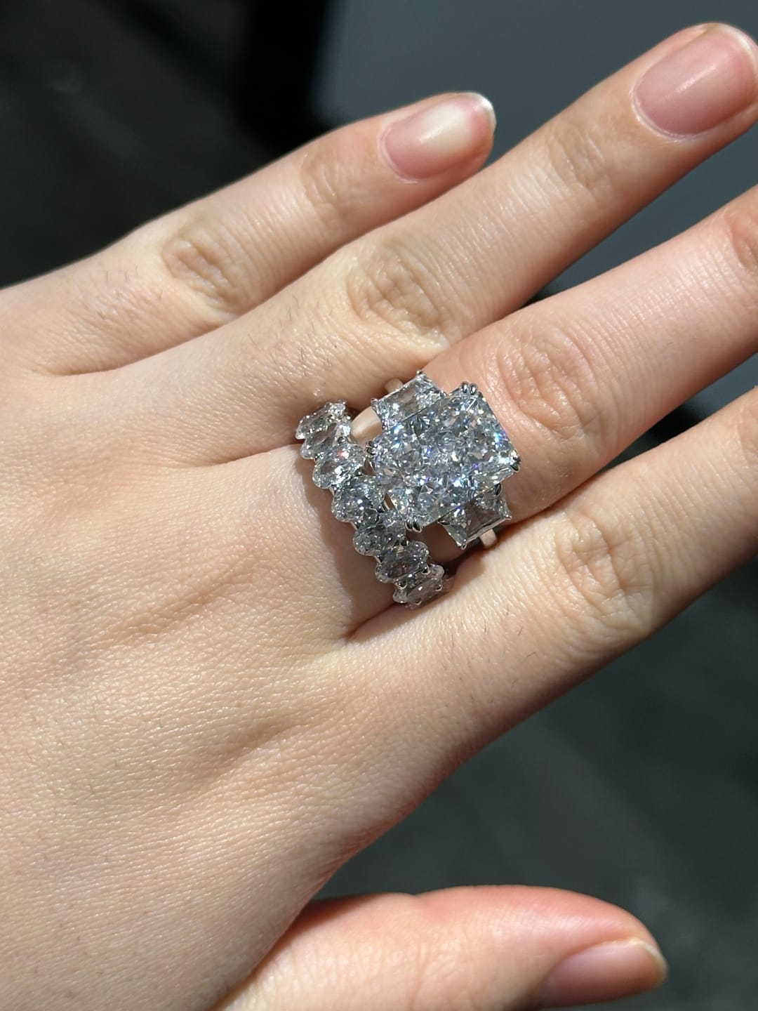 Customer photo review of S925 8 Ct Louily Luxurious Three Stone Radiant Cut Wedding Set In Sterling Silver