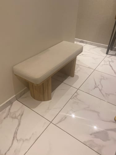Customer photo review of PIREUS - Banc en bois massif et velours beige