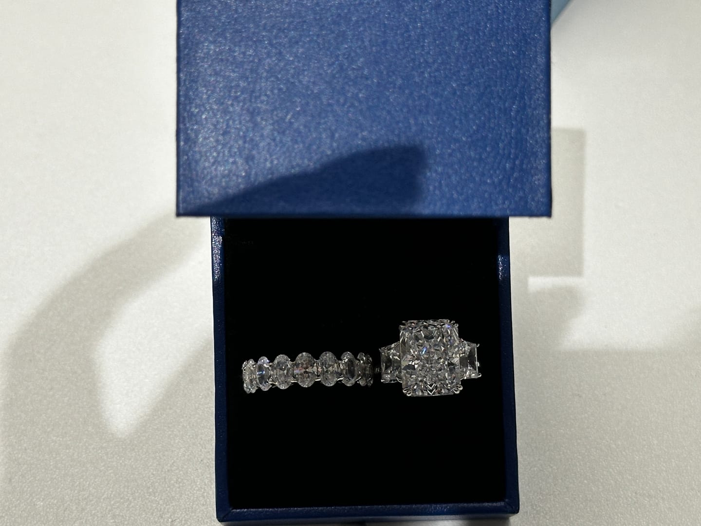 Customer photo review of S925 8 Ct Louily Luxurious Three Stone Radiant Cut Wedding Set In Sterling Silver