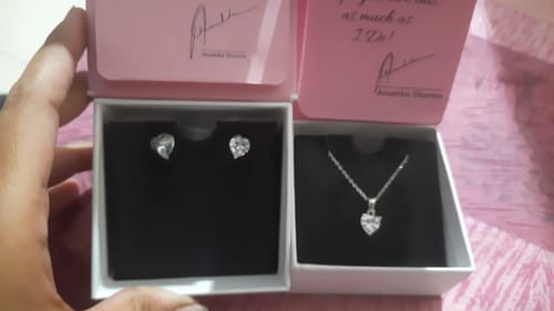 Customer photo review of Silver Solitaire Heart Studs