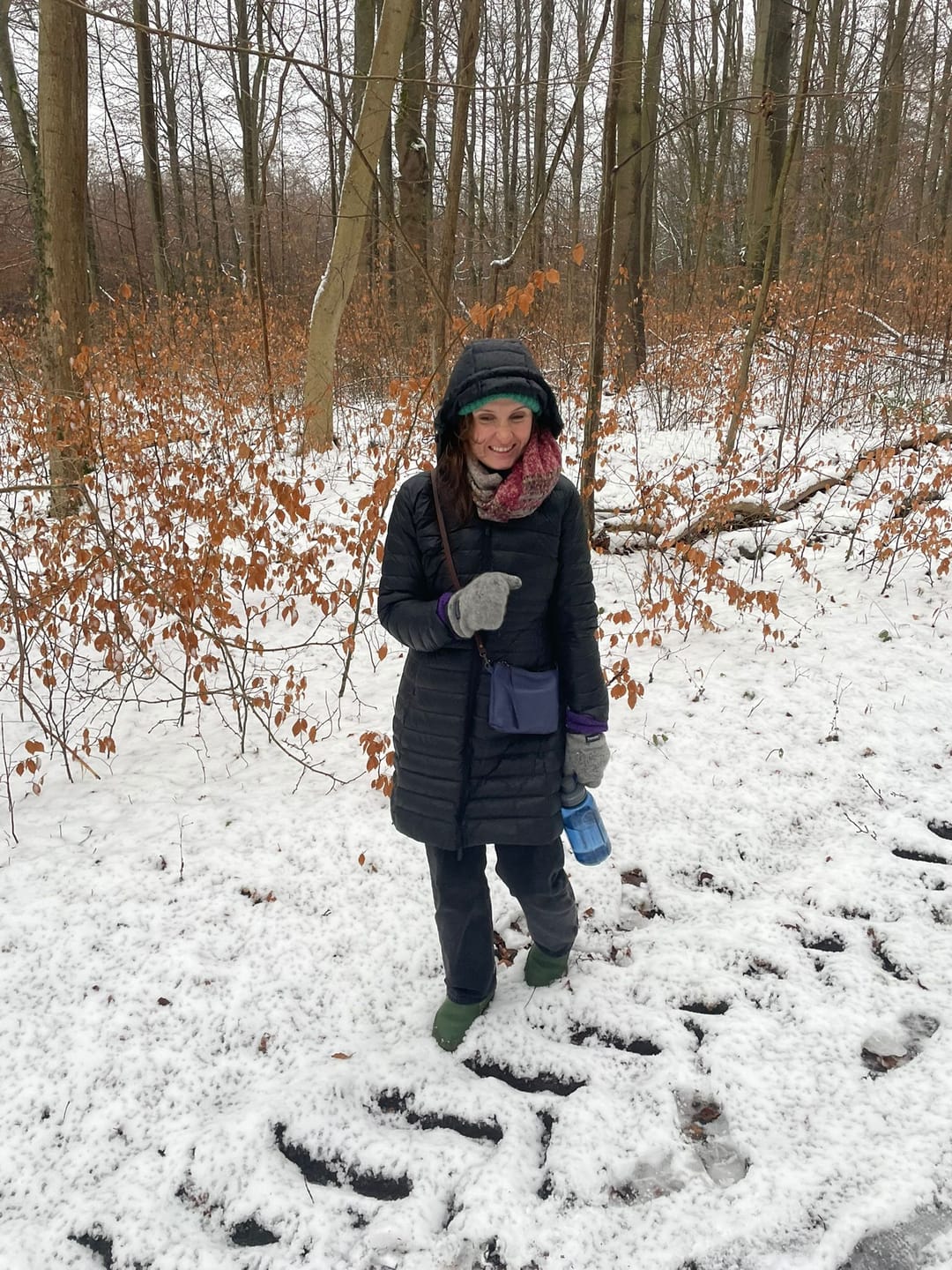 Customer photo review of Black Duck Down Midi Puffer Coat