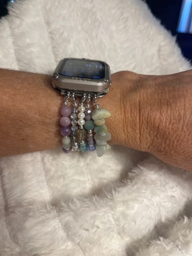 Customer photo review of Seaside Dreams Stretch Apple Watch Strap