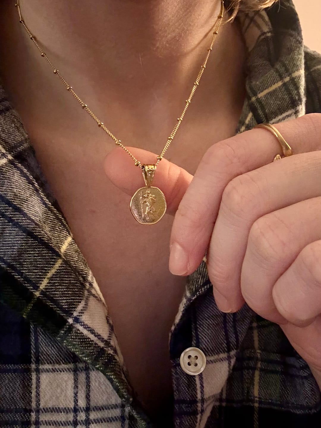 Customer photo review of St. Christopher Necklace - Stay Safe Wherever You Go