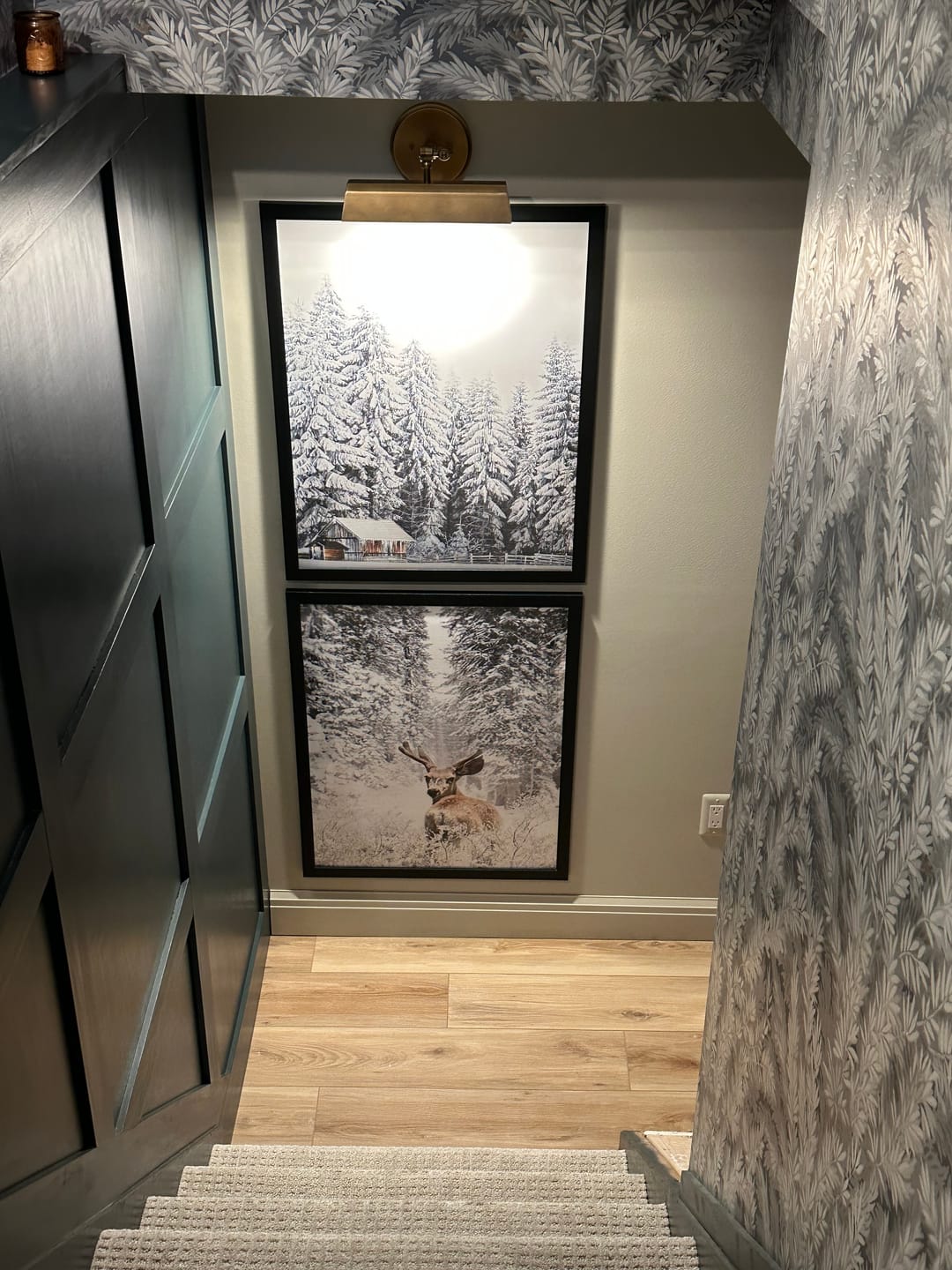 Customer photo review of Deer In Half A Turn Among Snowy Forest Spacing Wall Art