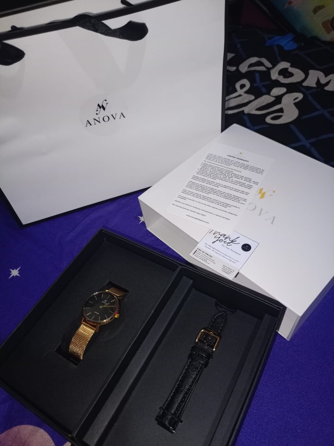 Customer photo review of Anova Sapphire Watch ( Free Engraving + Free Leather Strap)