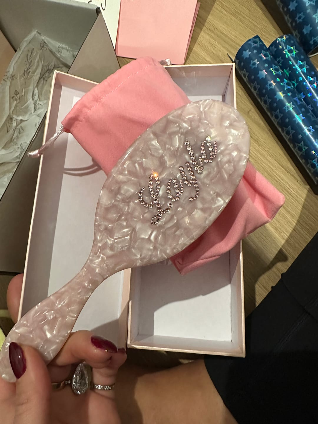 Customer photo review of Pink Customized Name Hair Brush | WiwiKiwi