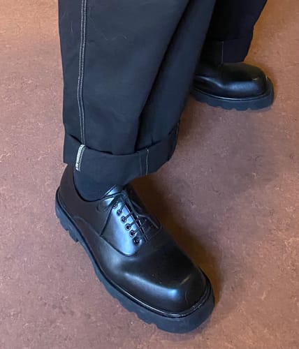 Customer photo review of Thick-soled Square-toe Leather Shoes