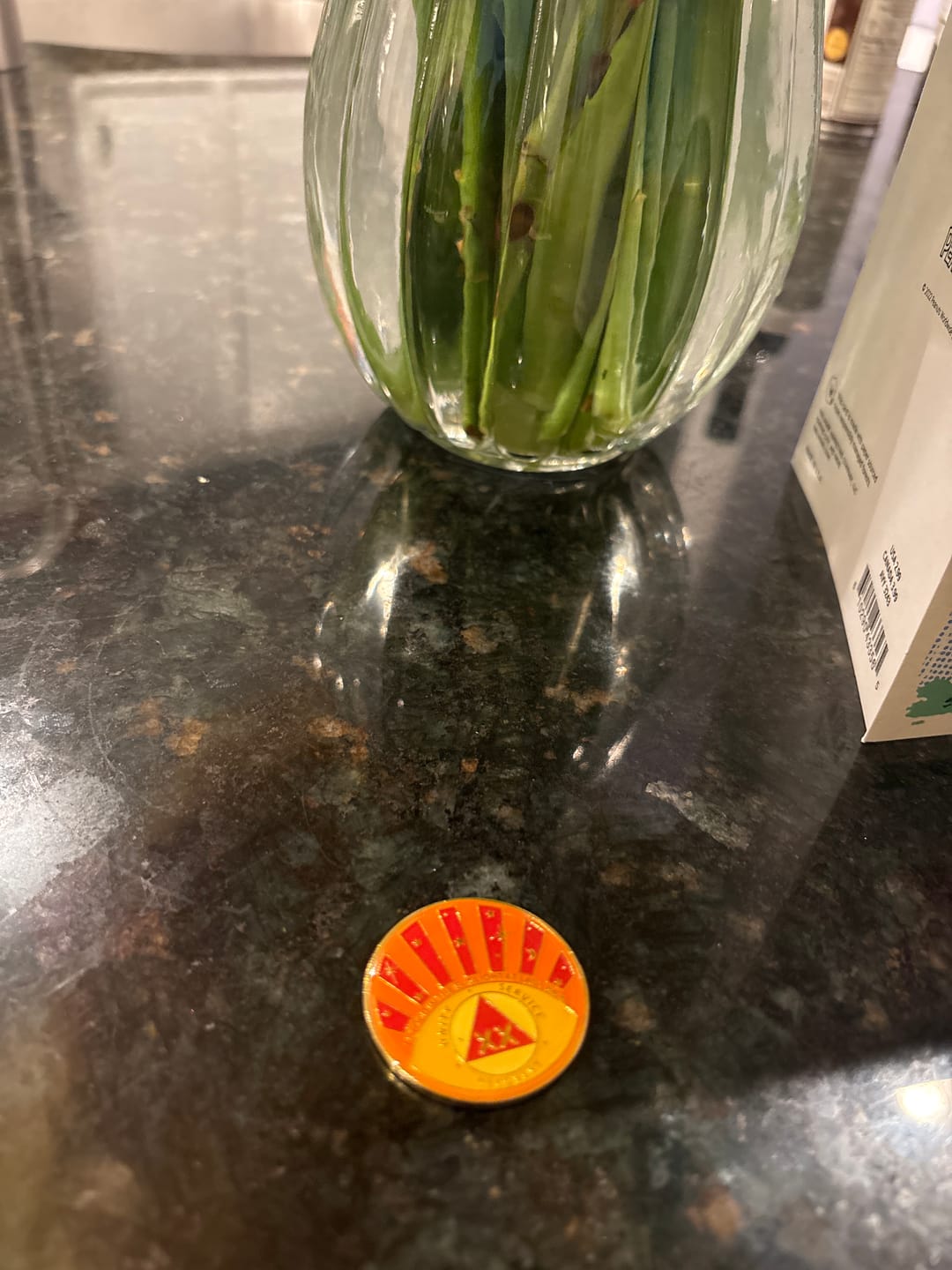 Customer photo review of 1 to 40 Year Stood in the Sunlight Specialty AA Recovery Medallion - Tri-Plated Chip/Coin