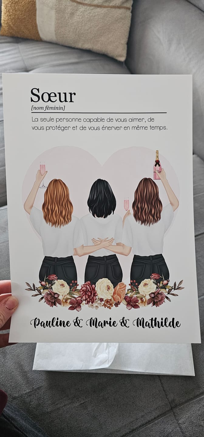 Customer photo review of Affiche Personnalisée - Définition Sœur/Amie/Collègue/Cousine