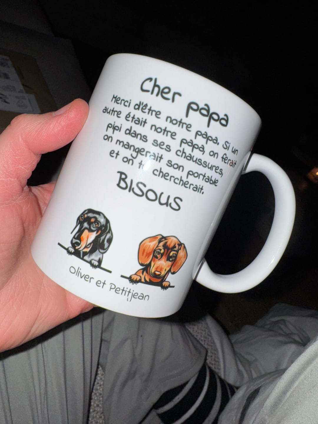 Customer photo review of Cher papa (chien) - Mug personnalisé