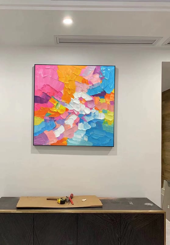 Customer photo review of Colorful Abstract Textured Painting Canvas #AT071