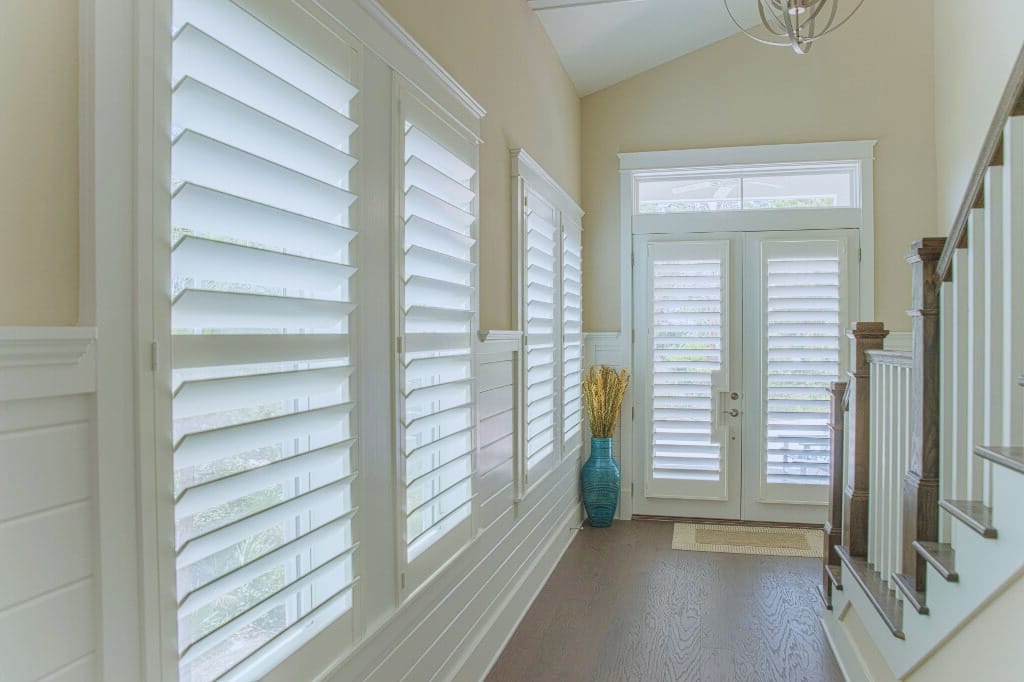 Customer photo review of Painted Wood French Door Plantation Shutter