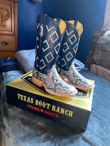 Customer photo review of Natural Python Leather Boots - Square Toe